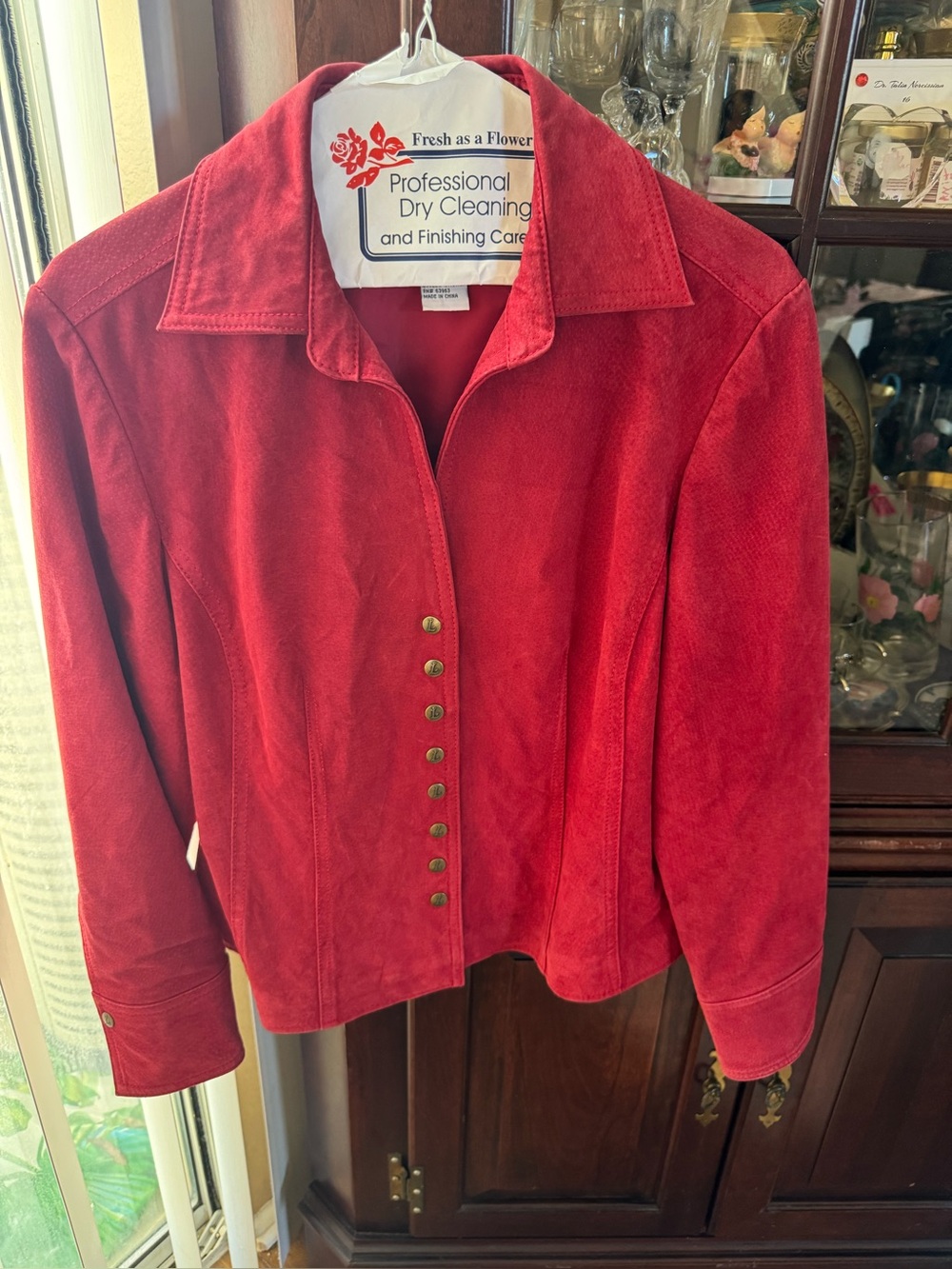 Red Suede Snap-Front Women's Jacket, Vintage live A little jacket